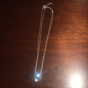 Silver layered necklace with rhinestones